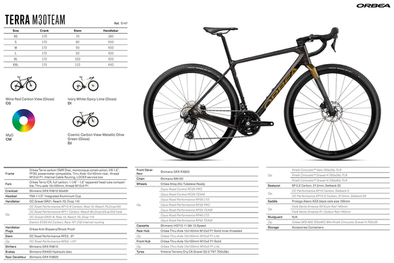 2024 ORBEA TERRA M30TEAM - OMR Carbon - Shimano GRX RX820 (R146) Gravel Bike