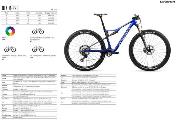 2025 ORBEA OIZ M-PRO - Carbon OMX - Shimano XT M8100 (S241) XC MTB