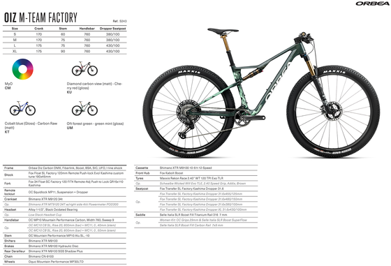 2025 ORBEA OIZ M-TEAM FACTORY - Carbon OMX - Shimano XTR M9100 (S243) XC MTB