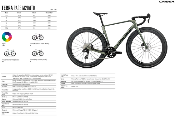 2026 ORBEA TERRA RACE M20iLTD - OMX Carbon - Shimano GRX Di2 RX825 (T147) Gravel Race Bike