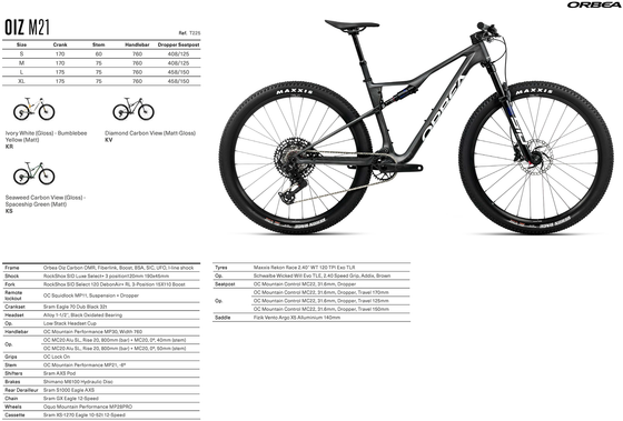 2026 ORBEA OIZ M21 - OMR Carbon - SRAM S1000 Eagle AXS (T225) XC MTB